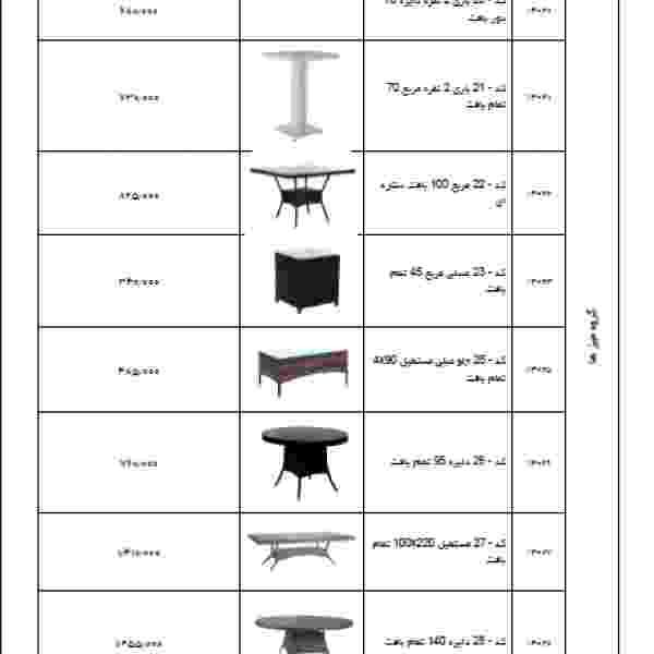 لیست قیمت میزهای گرین هوم 2